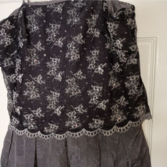 VtgJoEdSophisticates 2Pieces10 StripedGrayR/stones LaceDress& L/SlButton Blazer - Picture 4 of 16